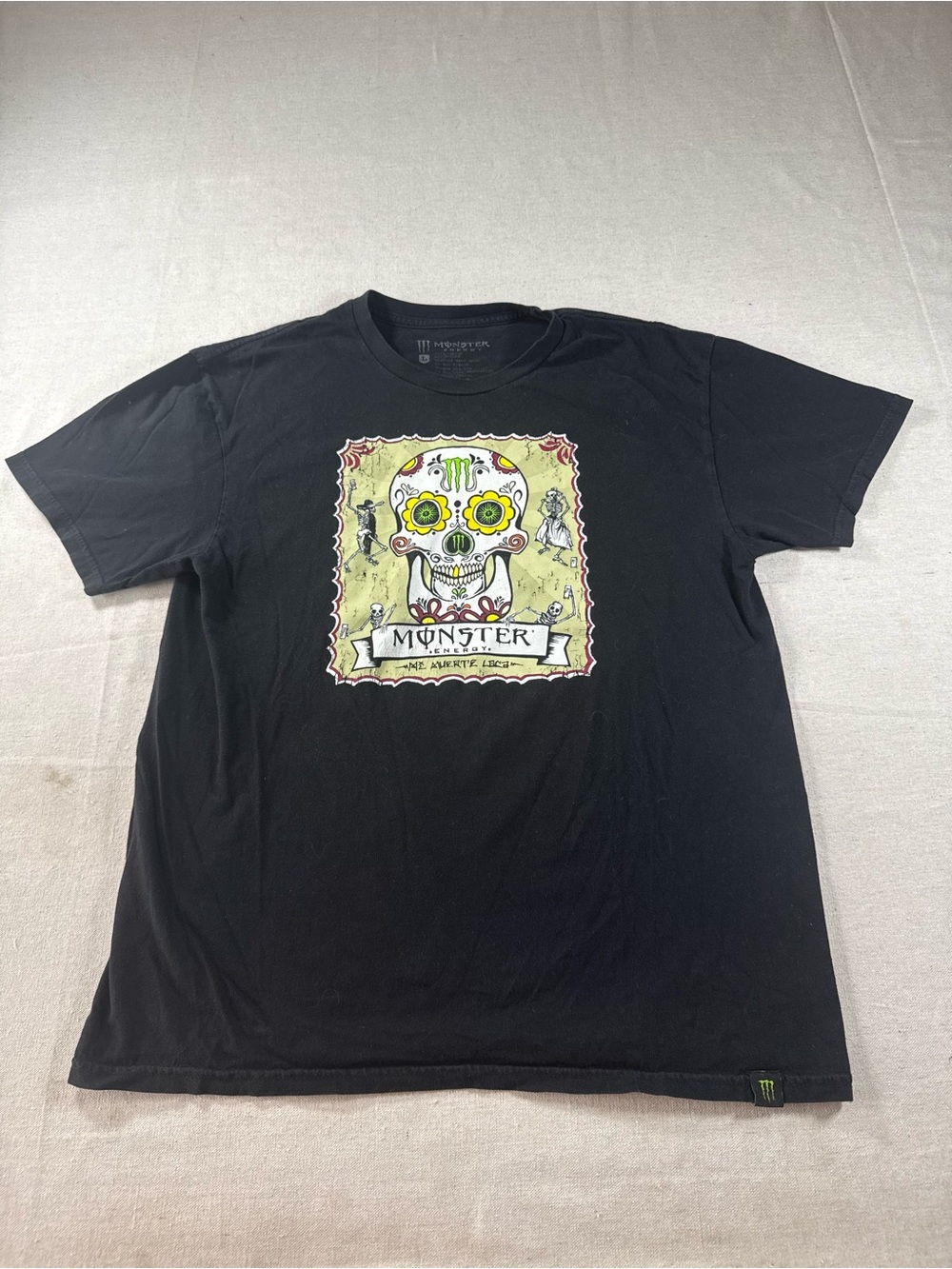 Monster Energy Day Of The Dead Graphic T-Shirt Sugar Skull Design Size Large
